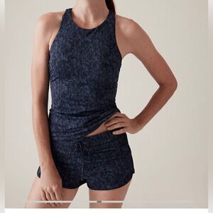 NWT ATHLETA Maldives Tankini Top Size 34B/C Traverse Geo Navy #657735